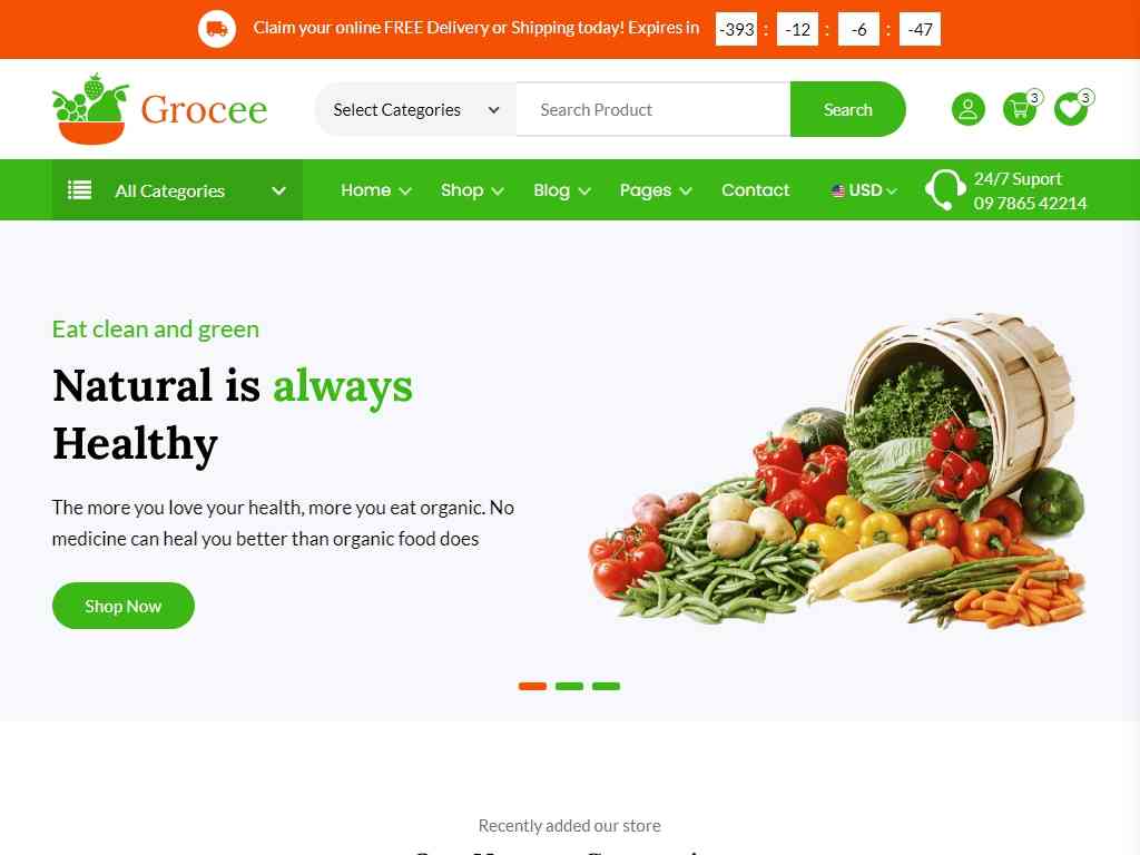 HTML шаблон для сайта электронной коммерции продуктов питания, который подходит для органических продуктов питания, вы можете настроить шаблон по своему усмотрению, и он подходит для всех отраслей.