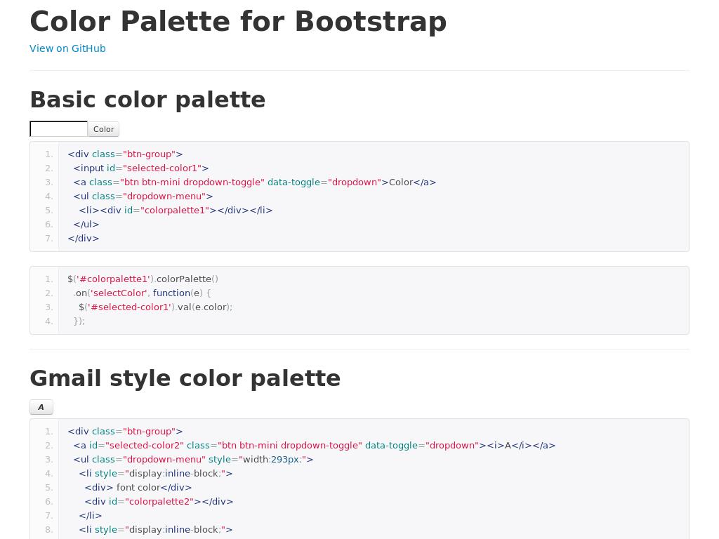 Простенький плагин для Bootstrap, добавляет цвет или его код HEX полям ввода, можно найти широкое применение.