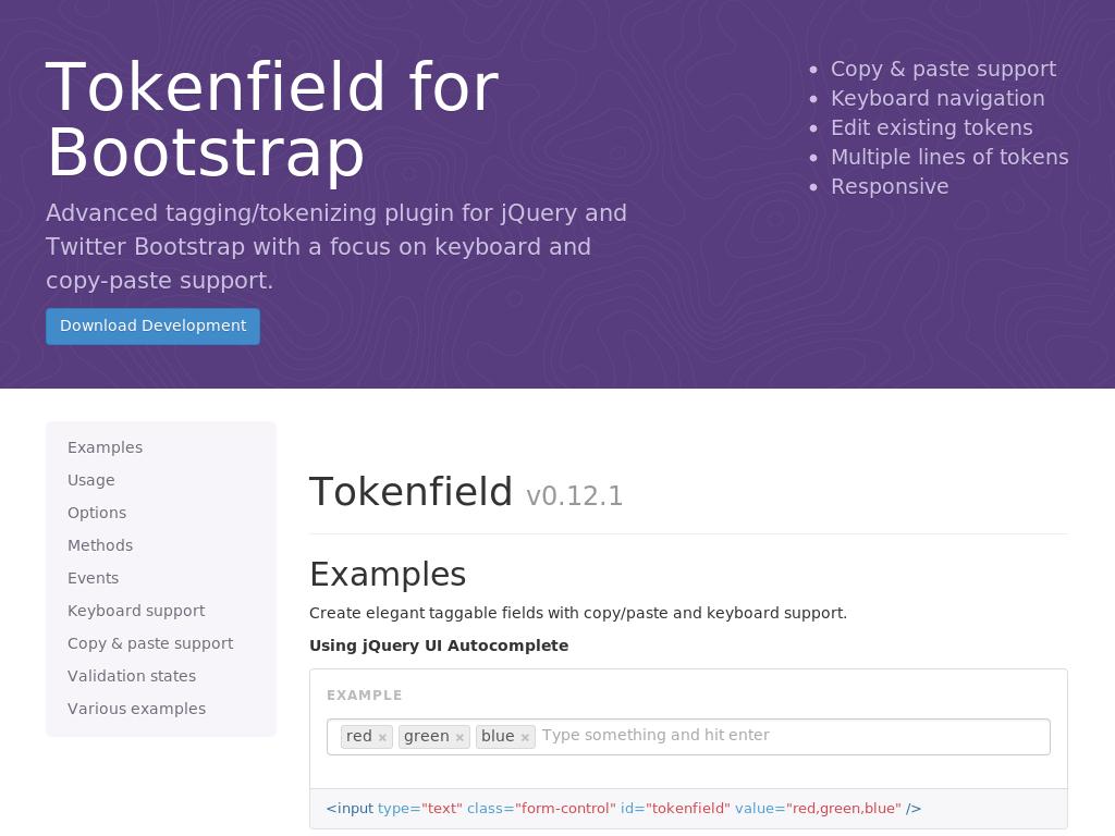 Tokenfield for Bootstrap - Дизайн