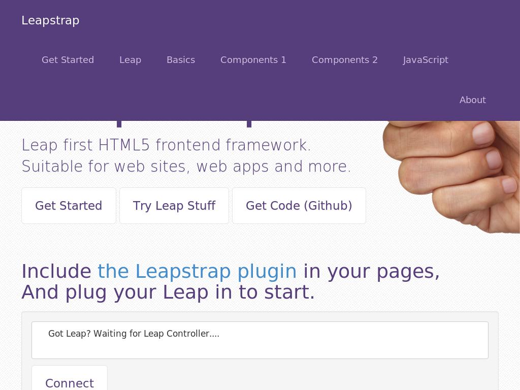Осуществление параметров значений Bootstrap для использования в Leap Motion Controller, предлагается набор элементов для поддержки плагина Leapstrap.