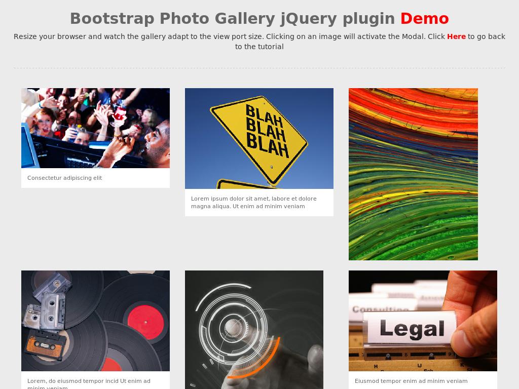 Bootstrap Photo Gallery jQuery - Улучшение