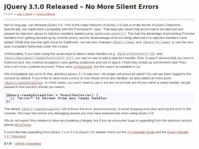 jQuery 3.1.0 Released
