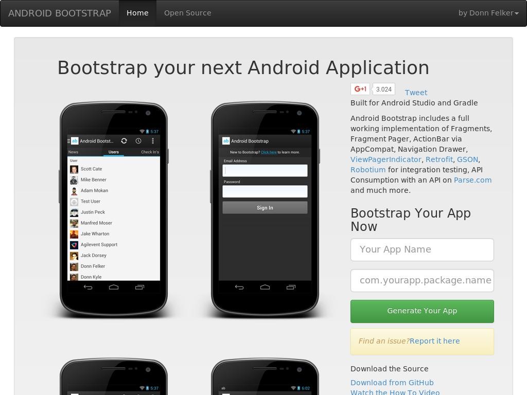 Android приложение, которое включает в себя огромное количество свободных инструментов и технологий с использованием Bootstrap.