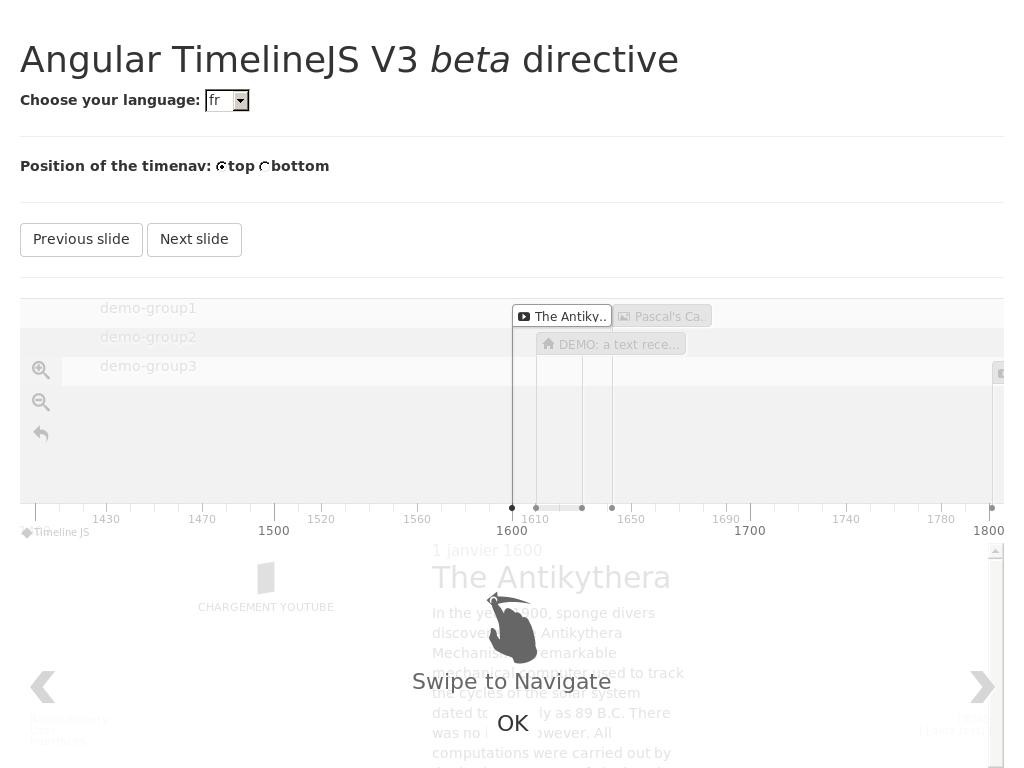 Функциональный timeline плагин на директивах AngularJS и адаптивной вёрстке Bootstrap, предлагаются исходные файлы.