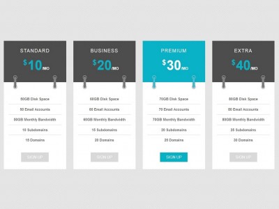 Pricing table list header