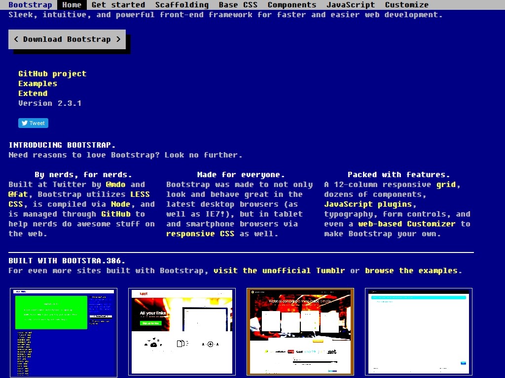 Плагин для создания оригинальных DOS тем, предлагается архив для всех версий Bootstrap, скачайте бесплатно.