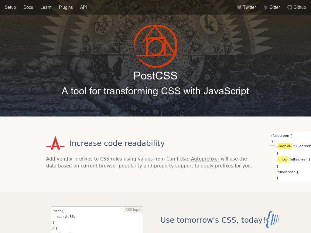 Использование Bootstrap для постпрепроцессинга работы с CSS кодом, пока это экспериментальная версия, подробнее у источника.