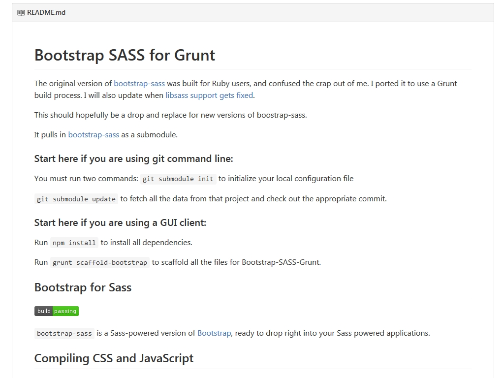 Grunt порт для Bootstrap SaSS, предлагается файл архив с исходниками и ссылка на репозиторий плагина.