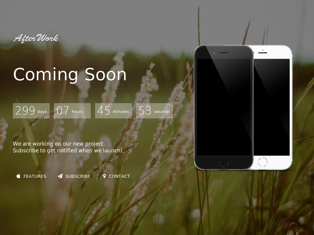 Parallax Coming Soon template Bootstrap 3, used plugins: Animate, Twit, Gmap, DownCount and WOW, free theme for website.