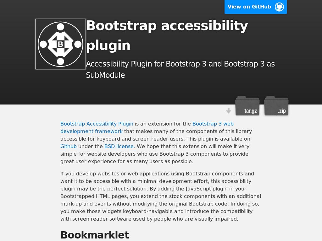 Полезный плагин для Bootstrap, осуществляет начальную загрузку элементов для управления с клавиатуры людям со слабым зрением и программам чтения.