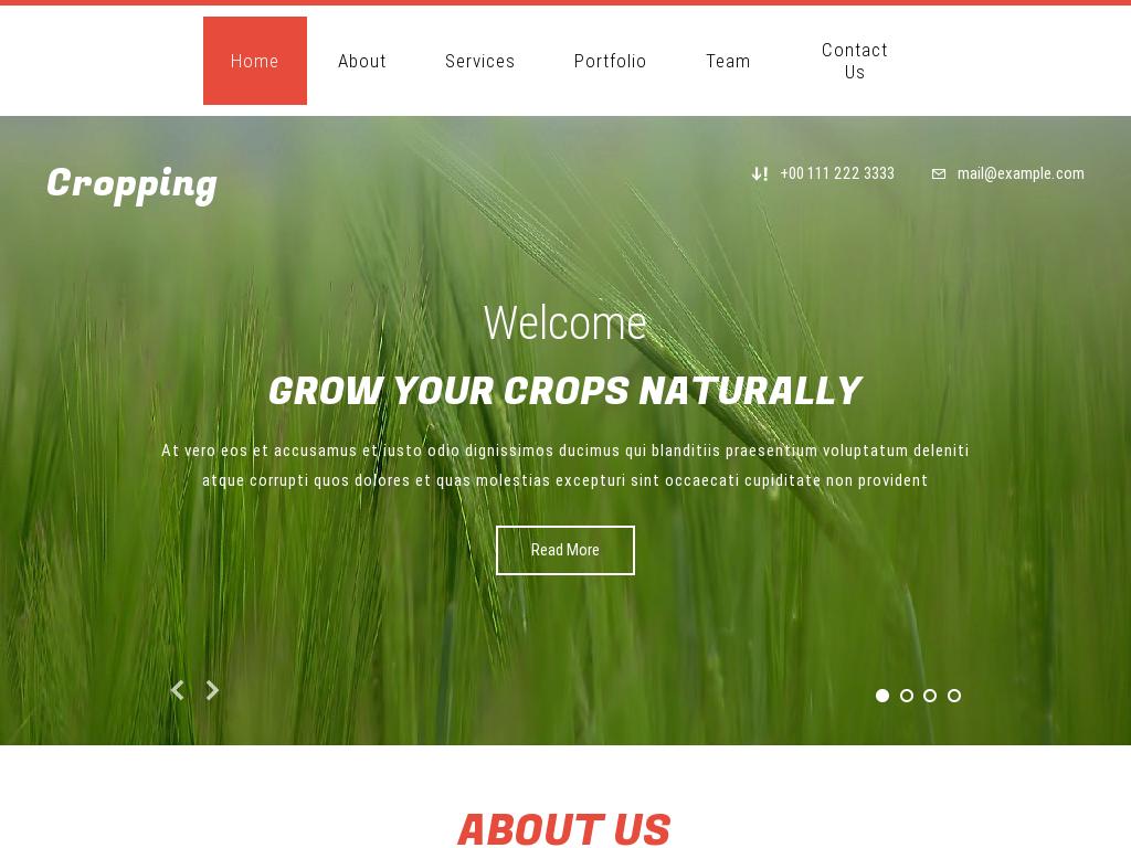 Шаблон для сайта на тему сельского хозяйства и фермерства, HTML страница с адаптивным дизайном на отзывчивой вёрстке Bootstrap 3.