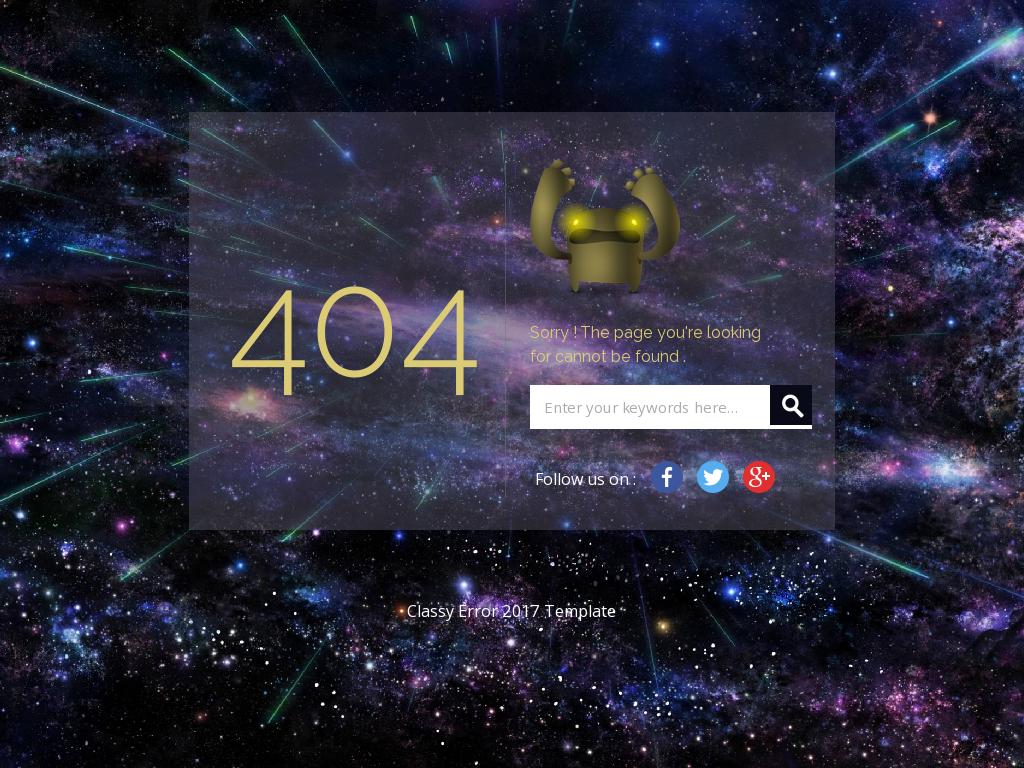 Адаптивная HTML страница уведомляющая пользователя об отзутствующем материале на сайте, дизайн ошибки 404 в космических тонах.