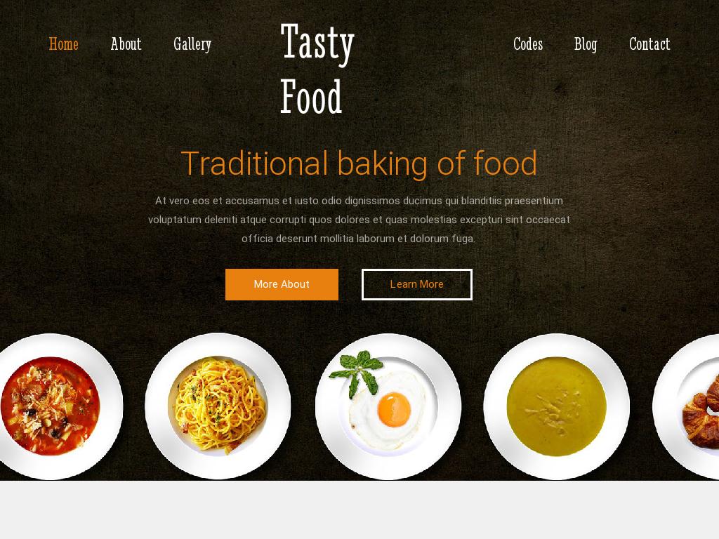 Анимированный шаблон с отзывчивой вёрсткой Bootstrap 3 и адаптивным дизайном на тему еды и фастфуда, сделано 7 HTML страниц для бесплатного скачивания.