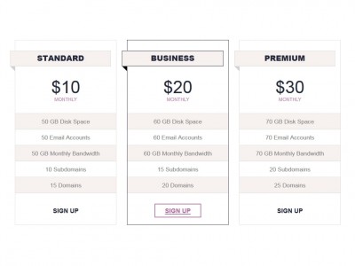 Opacity CSS Pricing Bootstrap