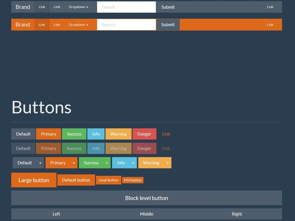 Стиль элементов Bootstrap 3 с использованием морковного цвета, готовый файл стилей и демо код для установки.