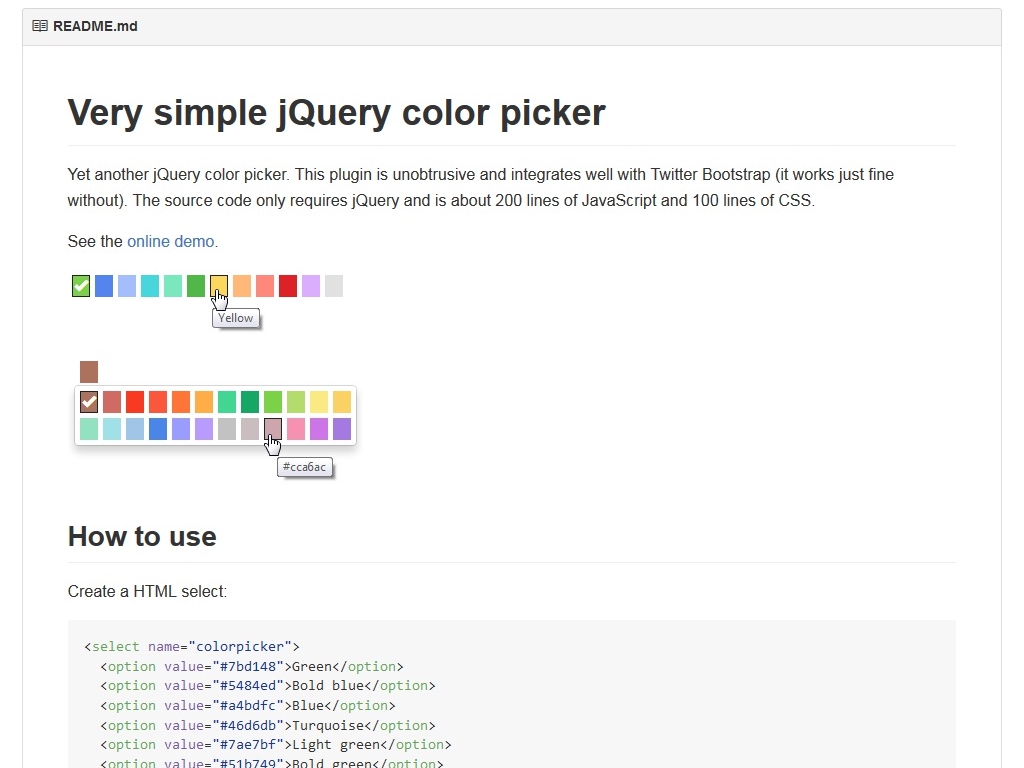 Very simple jQuery color picker - Улучшение