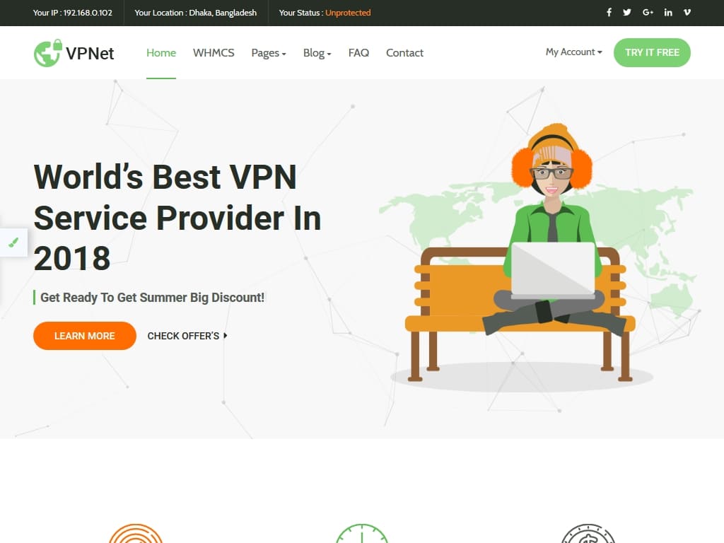 Многоцелевой VPN сайт и шаблон облачного сервиса с WHMCS, предназначенный для всех видов PPTP, Open VPN сервисов, облачных сервисов, VOIP, Saas, технологий, доменов и хостинга.