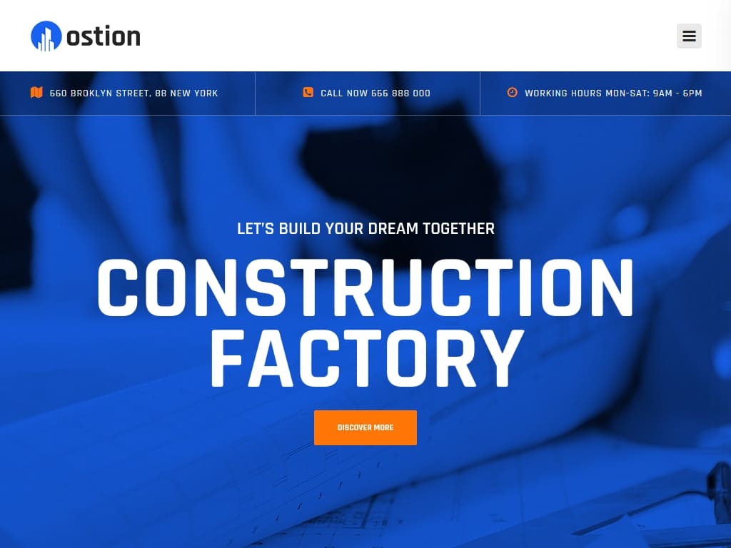 Шаблон HTML для строительства, промышленности, архитектуры, инжиниринга, производства, строительных услуг и других строительных услуг.