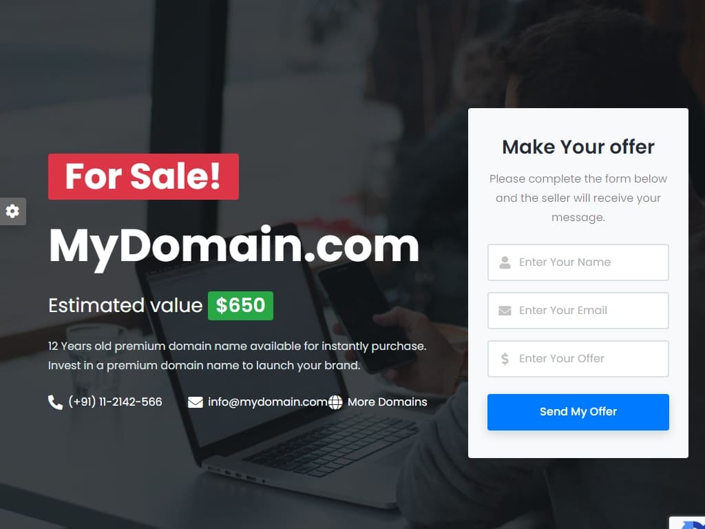 HTML шаблон для продажи домена, построен с использованием фреймворка Bootstrap 4, поможет вам легко создать шаблон 9 различных типов для продажи неиспользуемых или премиальных доменов.