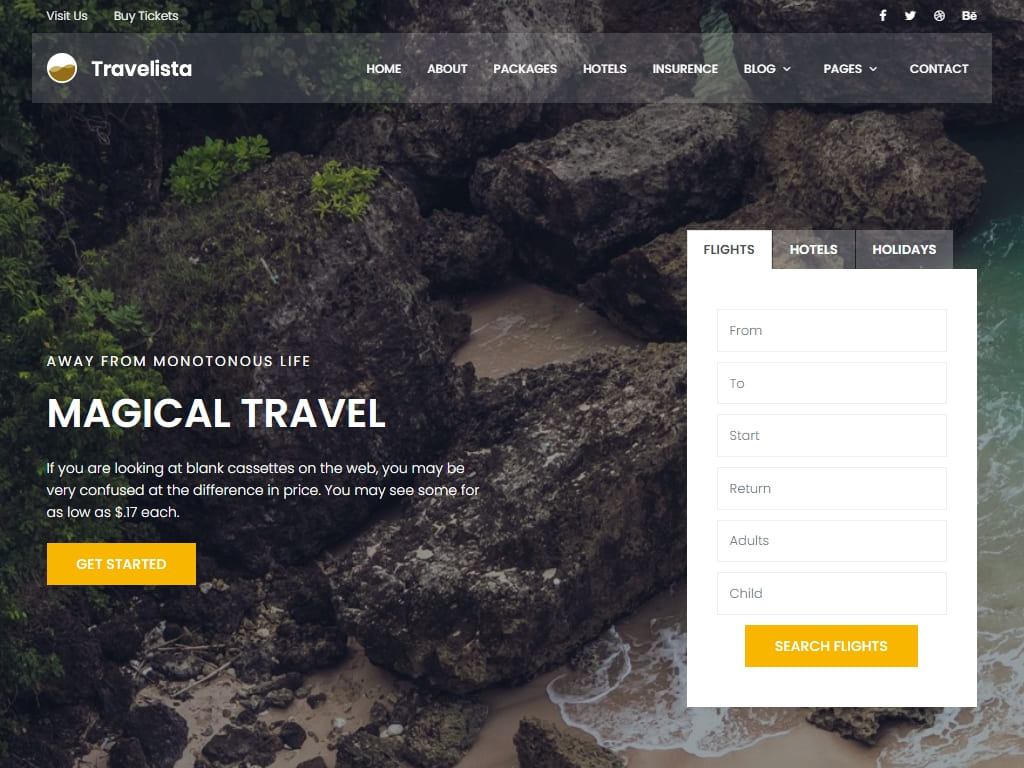Бесплатный шаблон сайта для бронирования путешествий, который тщательно разработан для туристического агентства и компании по организации туров.