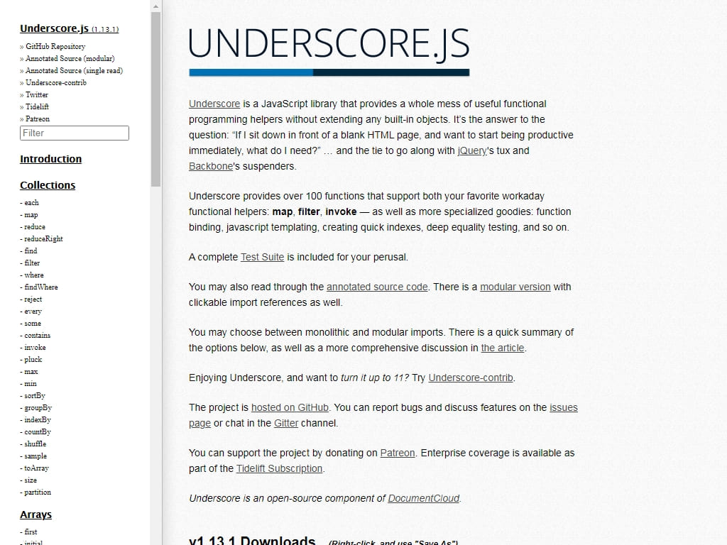Underscore - это библиотека JavaScript, которая предоставляет множество полезных помощников по функциональному программированию без расширения каких-либо встроенных объектов, работает с Bootstrap.