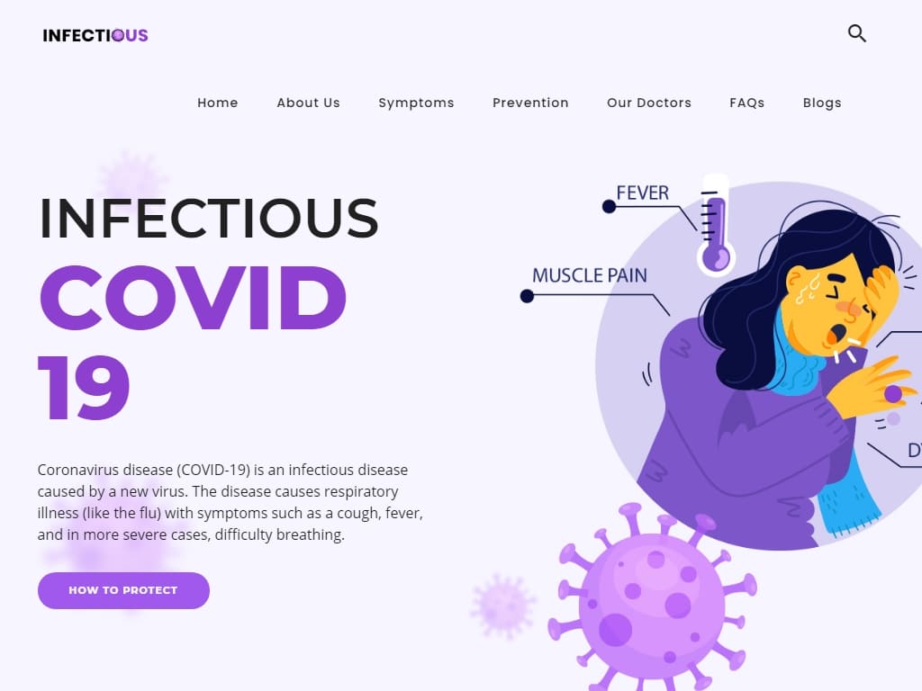 HTML шаблон медицинской профилактики Covid 19. Это удивительный шаблон HTML5 для коронавируса и всех типов болезней. Этот шаблон также используется для медицинских вирусов, коронавируса.