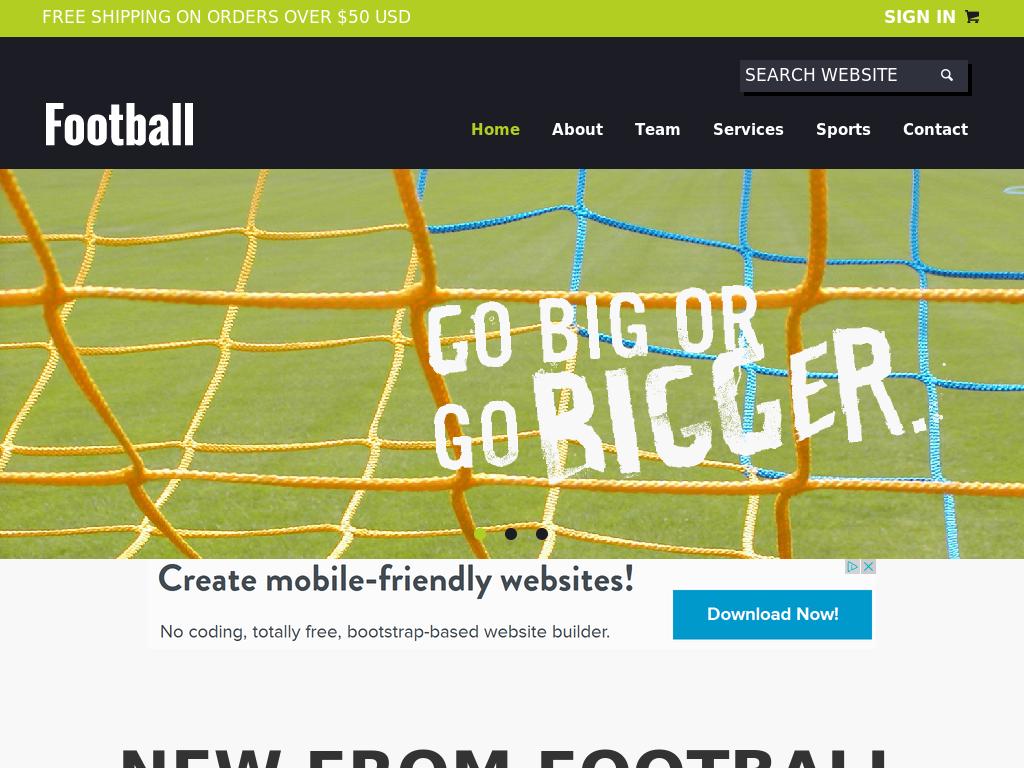 Адаптивный HTML шаблон для блога на тему футбола, Bootstrap 3 конструкция макета, готовые элементы дизайна с эффектами, несколько страниц в наборе.