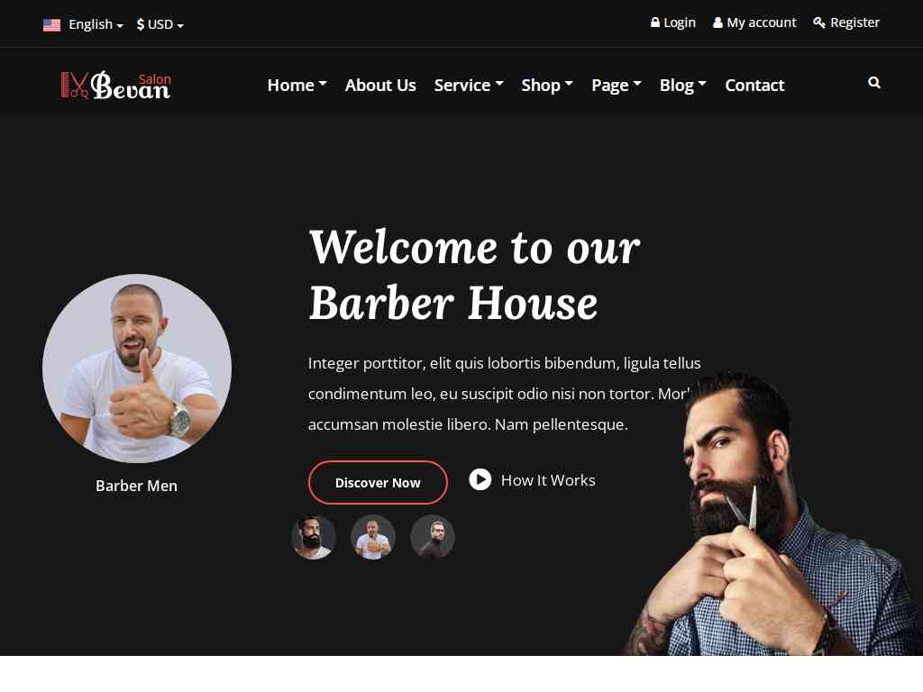 Шаблон для сайта, который вы можете использовать для создания парикмахерской, HTML шаблон, чтобы показать людям виды стрижек или причесок, которые вы можете предоставить своей парикмахерской.