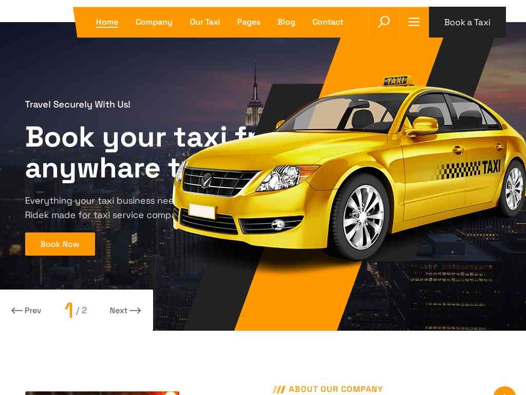 HTML шаблон службы онлайн бронирования такси дает вам возможность создавать сайты онлайн-проката автомобилей, аренды автомобилей и частного проката автомобилей, доступно 2 версии домашней страницы.