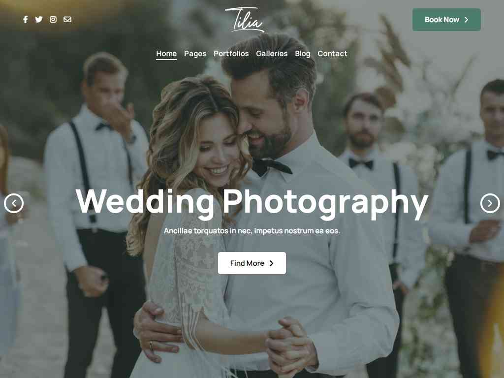 Элегантный HTML шаблон свадебных торжеств, демонстрации историй и фотографий, наполненный множеством элементов для создания действительно запоминающегося сайта свадьбы.