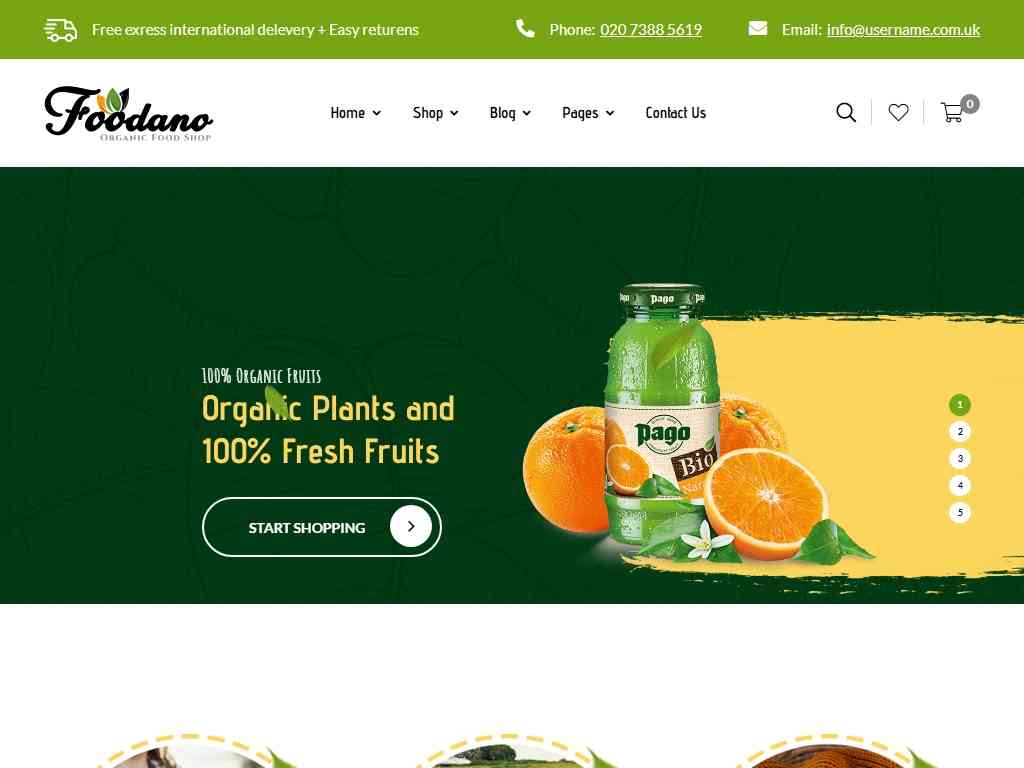 HTML шаблон для сайта магазина органических продуктов, созданный специально для интернет магазинов продуктов питания и бакалейных товаров и натуральных продуктов.