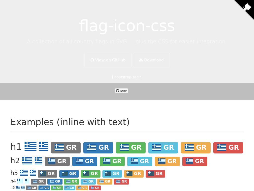 Используя файл CSS с подключенными в него SVG элементами Вы сможете добавлять флаги разных стран, 250 флажков для использования с Bootstrap.
