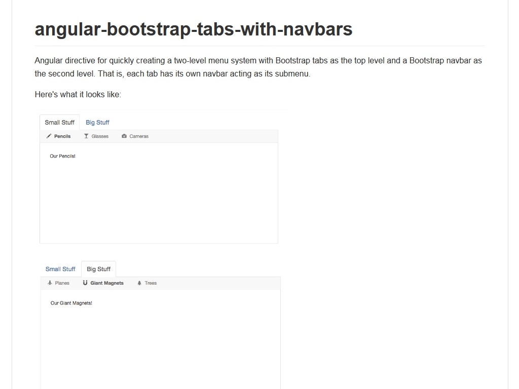 Пункты меню в таб вкладках Bootstrap с использованием AngularJS, улучшение функциональности стандартному табу.