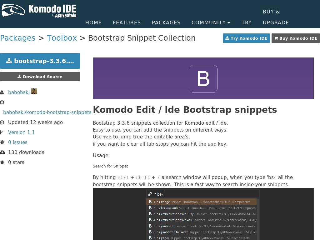 Сниппеты Bootstrap для установки и использования в редакторе Komodo Edit, предлагается актуальная версия, скачайте бесплатно.