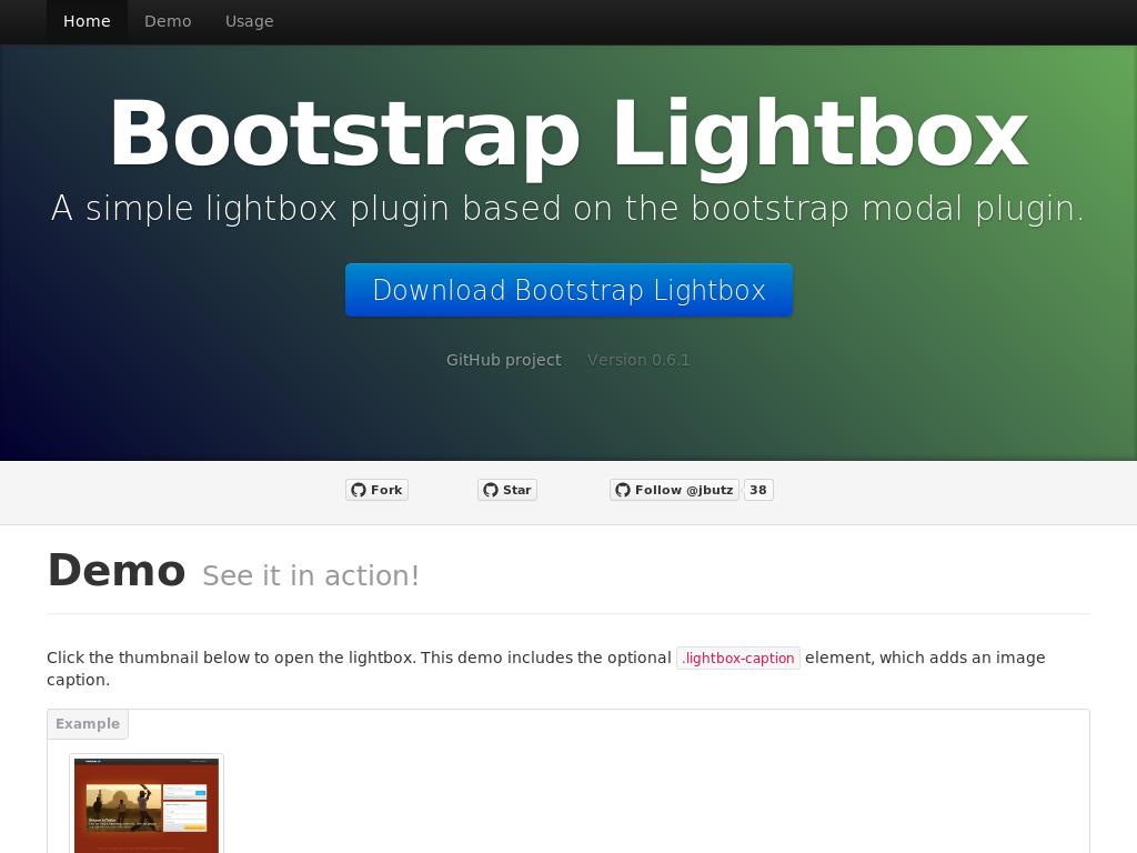 Bootstrap Lightbox - Дизайн