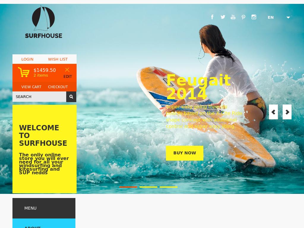Шаблон HTML магазина для продажи купальных принадлежностей, сделан на Bootstrap 3, используйте бесплатно на своём сайте.