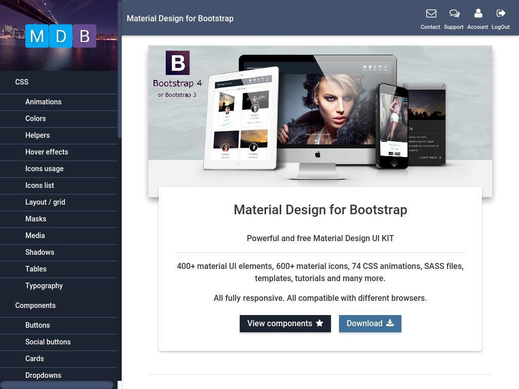 Material Design for Bootstrap - Дизайн