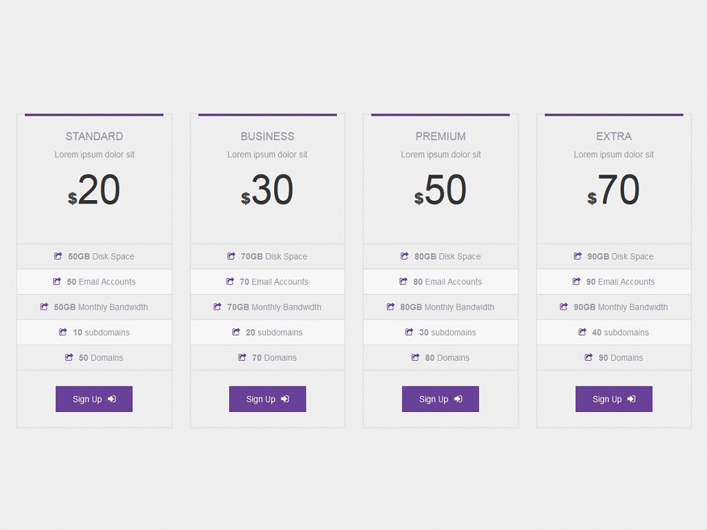 Pricing Bootstrap Color Style - Прайсы