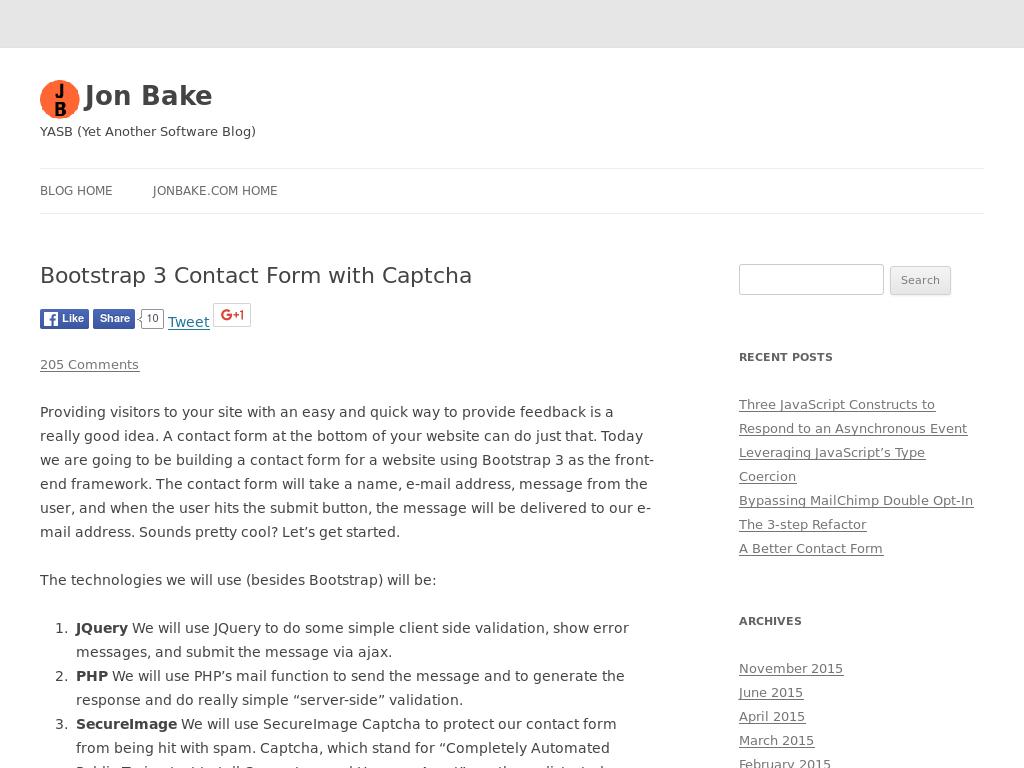Bootstrap 3 Contact Form with Captcha - Улучшение