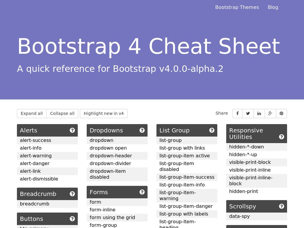 Bootstrap 4 Cheat Sheet - Улучшение
