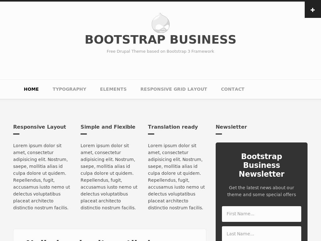 Bootstrap 3 theme for Drupal 7 and Drupal 8, готовая шаблон заготовка новостного сайта блога с адаптивной вёрсткой.