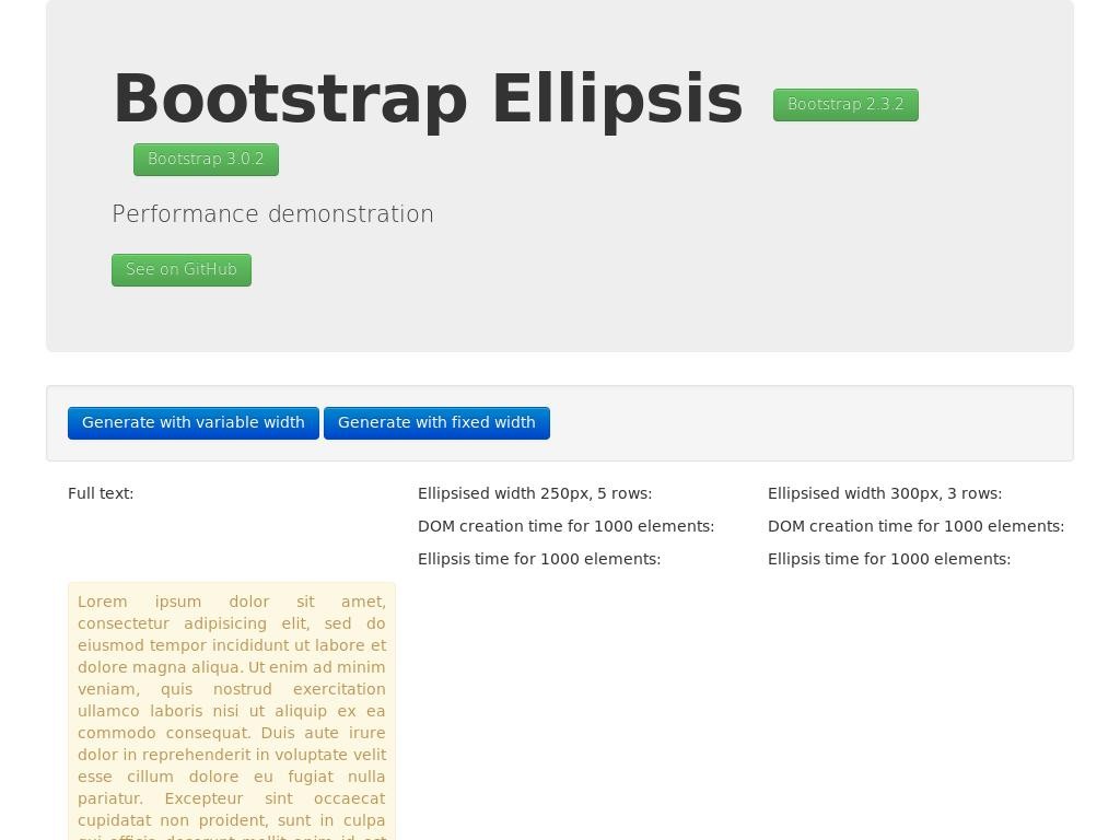 Плагин с методом расширения опций многоточия text-overflow ellipsis, предназначена для объектов jQuery использующихся совместно с Bootstrap.