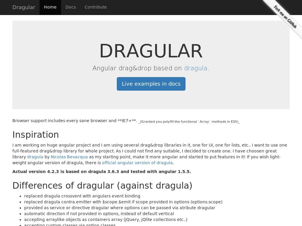 Drag&Drop перетаскивание элементов с использованием AngularJS и Bootstrap, индивидуальная версия плагина.