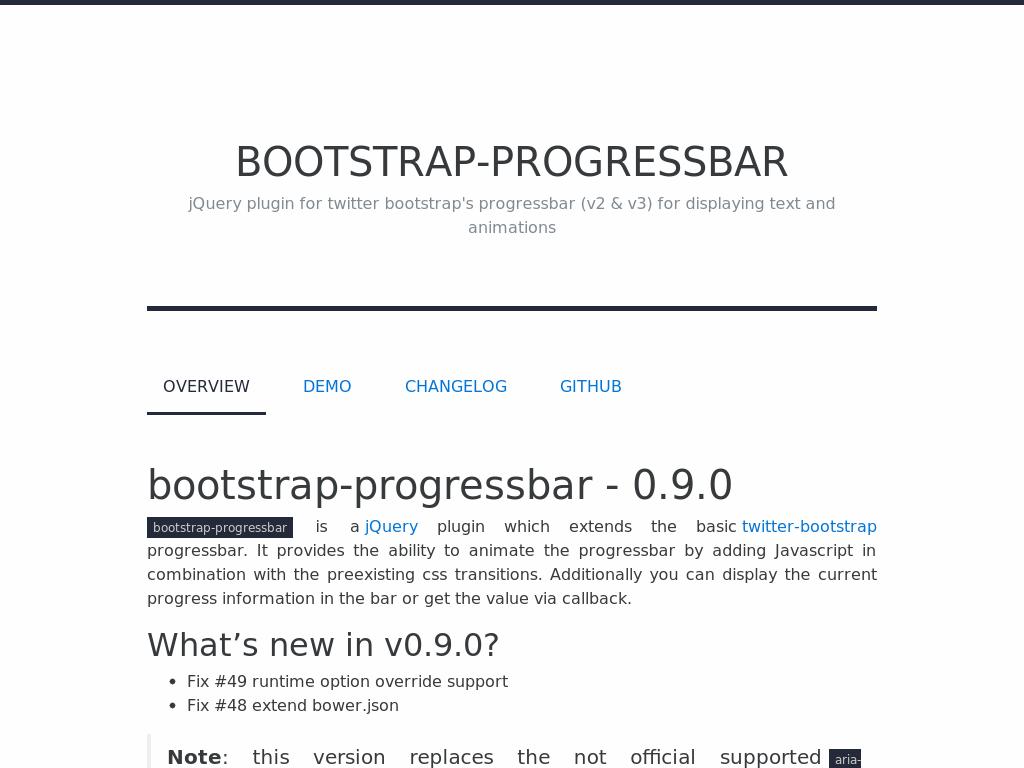 Хороший плагин для использования прогрессбара на сайте с подключенным фреймворком Bootstrap v2 или v3, большой набор готовых предложений с демо.