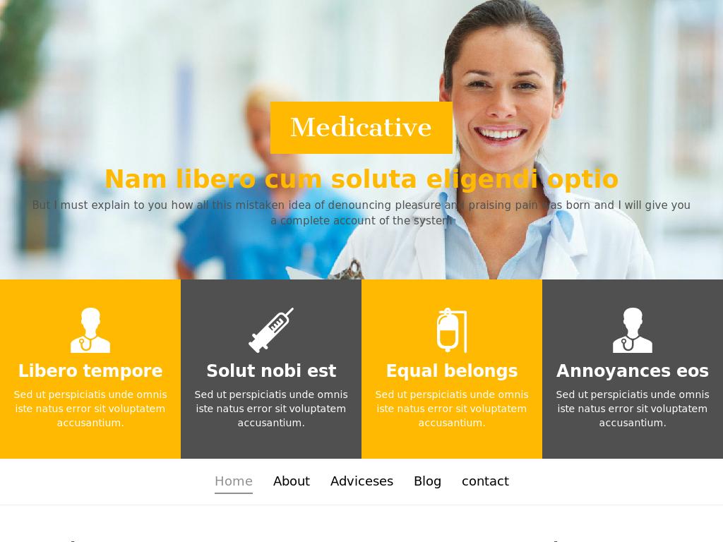 Медицинский HTML шаблон Bootstrap 3 состоящий из 6 страниц с адаптивным дизайном и используемыми плагинами: Easing, SwipeBox, Nivo Lightbox.