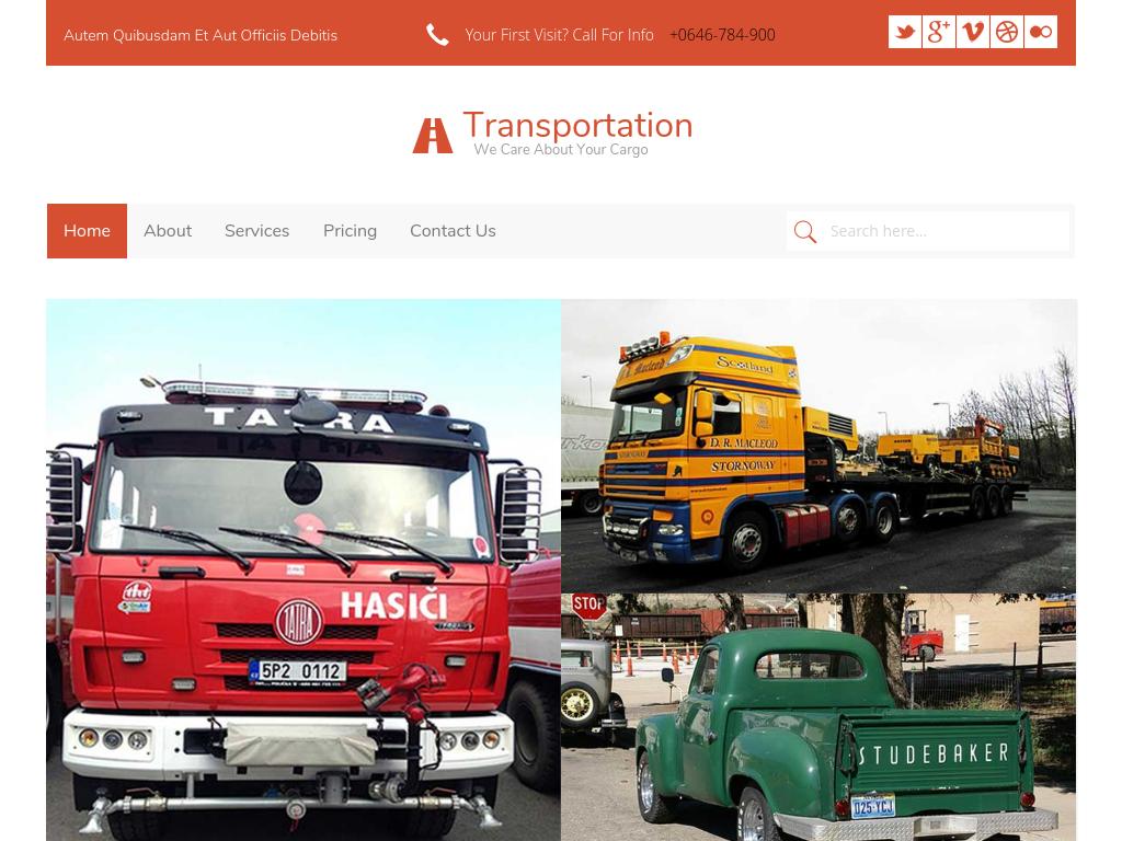 Одностраничный шаблон для сайта оказывающего услуги по транспортировке грузов, используется HTML мобильная вёрстка Bootstrap 3.