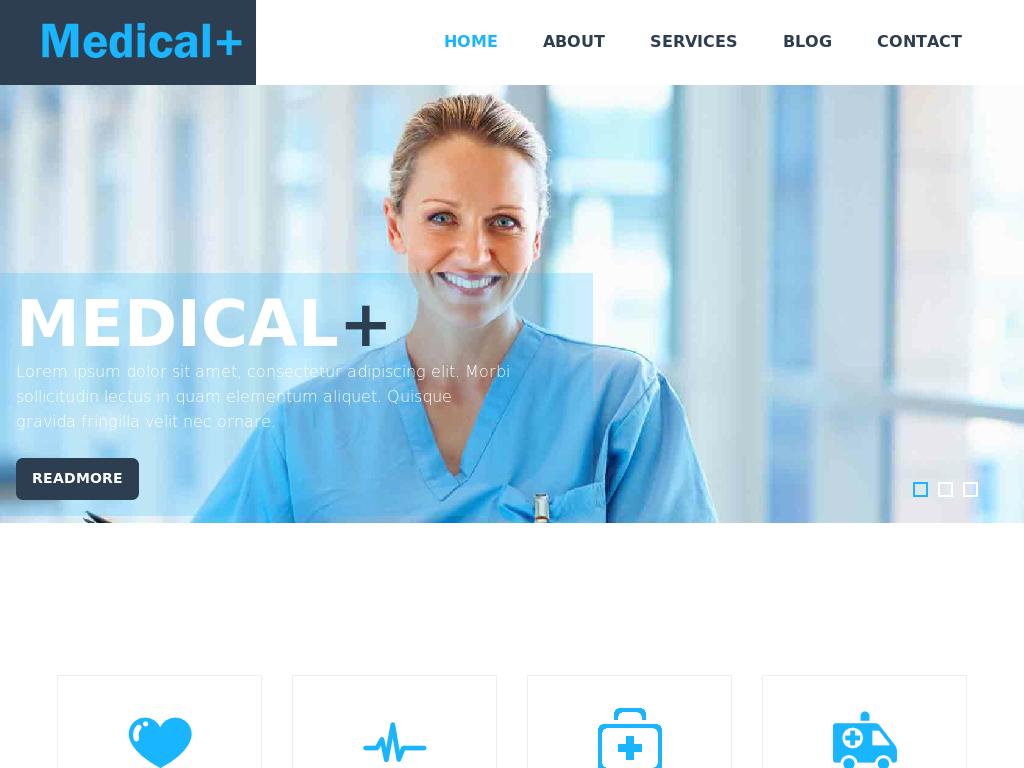 Шаблон медицинского блога HTML, состоит из нескольких готовых страниц для формирования сайта, сделан с использованием Bootstrap 3.