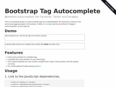 Bootstrap Tag Autocomplete