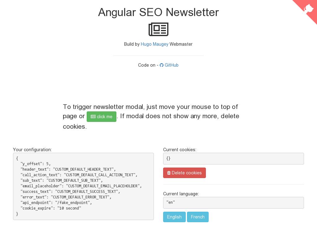 AngularJs плагин подписки на новости сайта в модальном окне с Cookies, дополнительно используется Bootstrap, предоставлено демо.