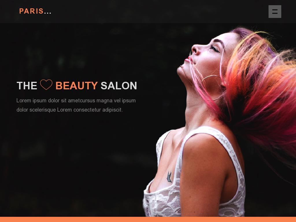 Шаблон сайта салона парикмахерской и макияжа, одностраничный HTML лендинг визитка с адаптивным дизайном и отзывчивой вёрсткой Bootstrap 3.